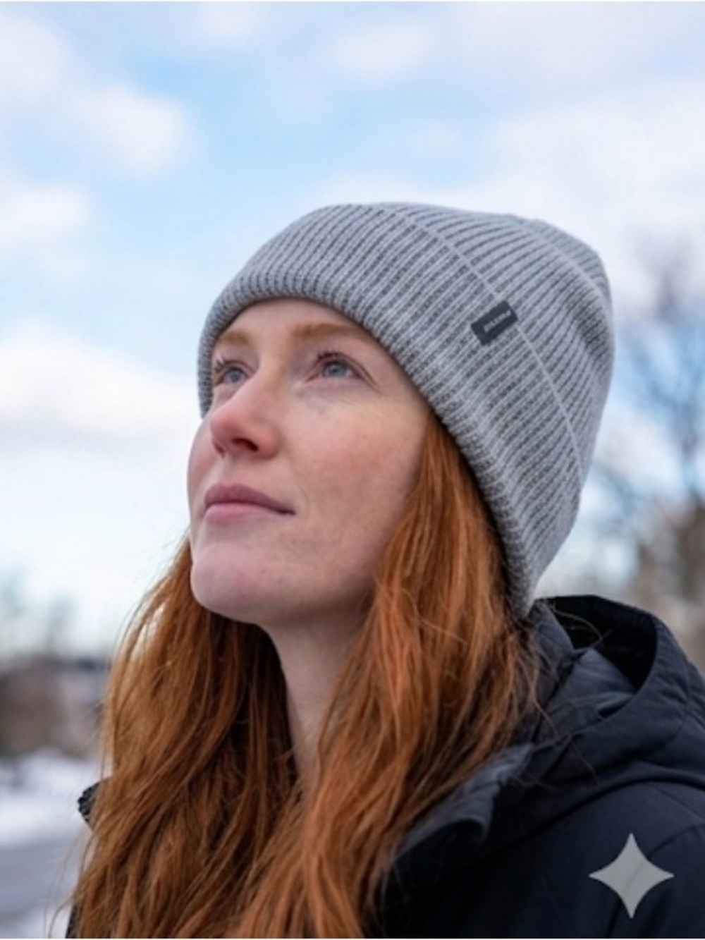 Eddie Bauer Light Gray Ribbed Knit Beanie